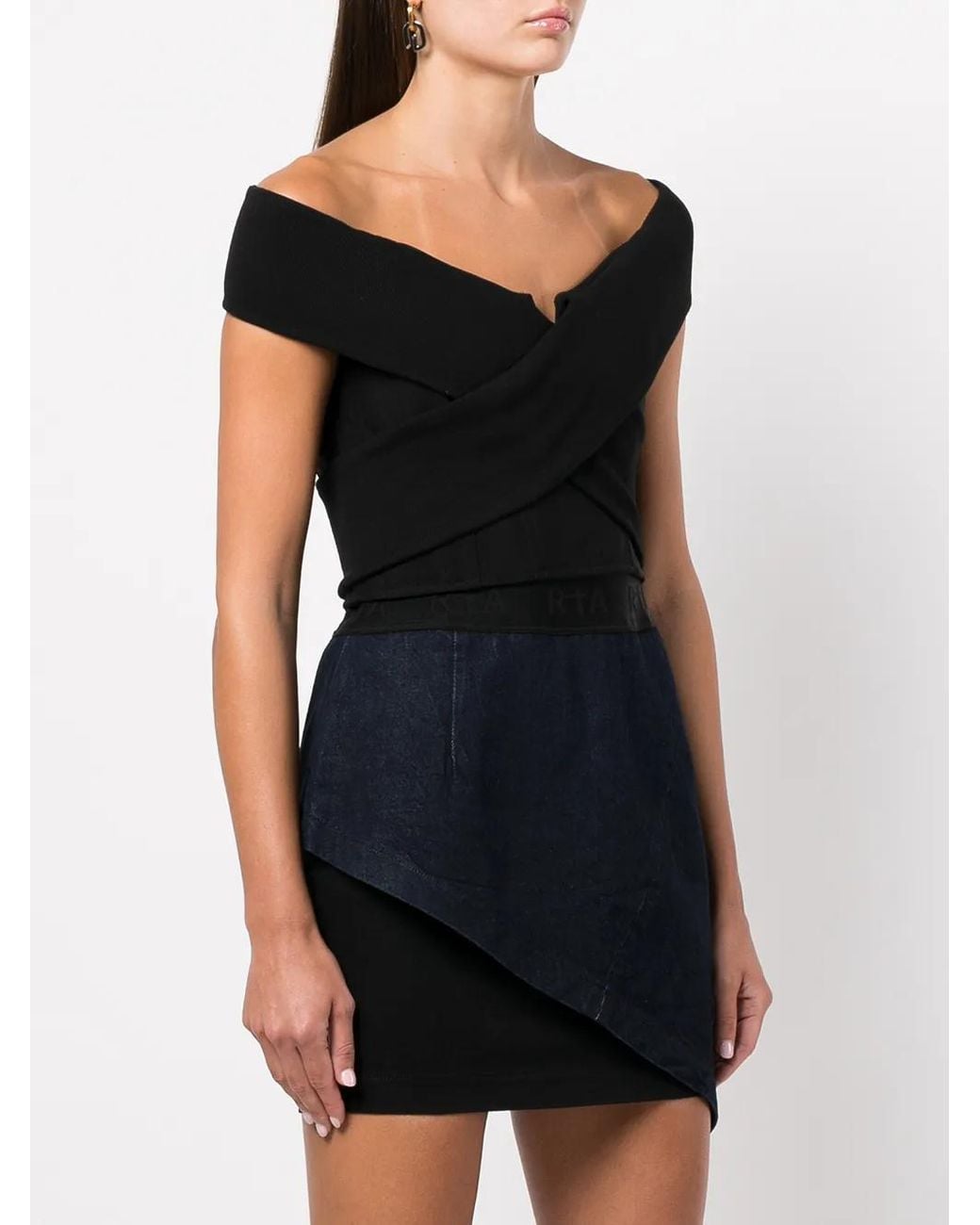 RTA Black Guadalupe Off-Shoulder Top