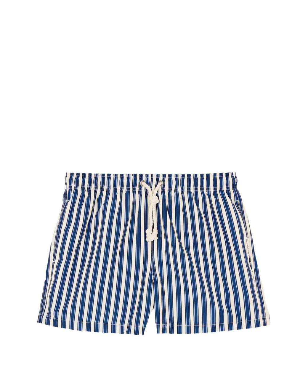 GASSA D'AMANTE Blue Short De Bain Rayé Alassio À Lien De Resserrage for men
