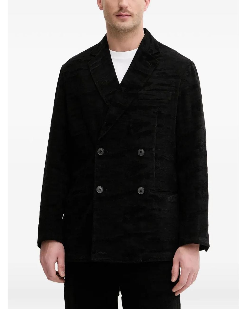 ARMANI EXCHANGE Black Jacquard Denim Jacket for men