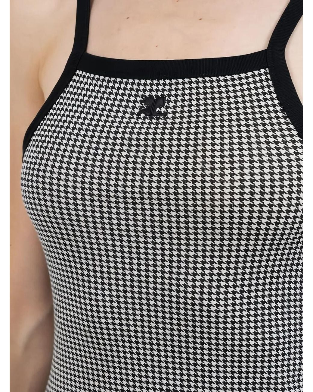 Courreges Gray Houndstooth-Pattern Mini Dress