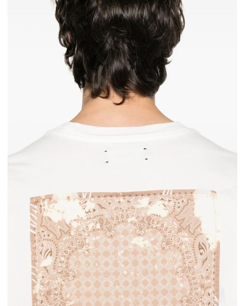Amiri White Bleach Bandana Patch Tee for men