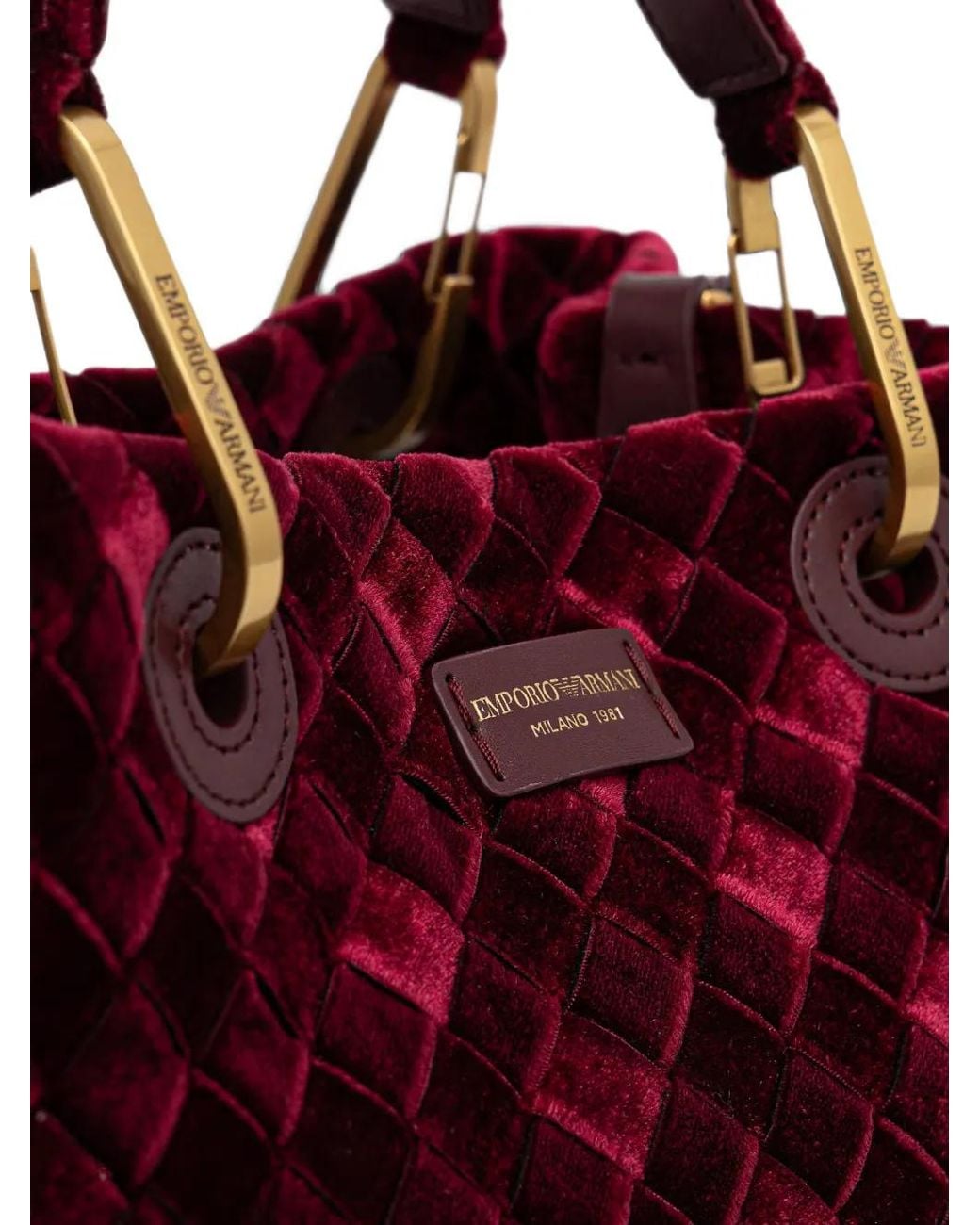Emporio Armani Red Woven-Effect Tote Bag