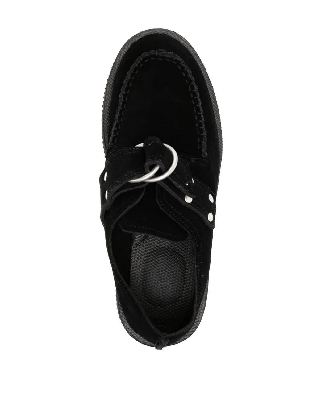 Suicoke Black Suede Apron Toe Loafers
