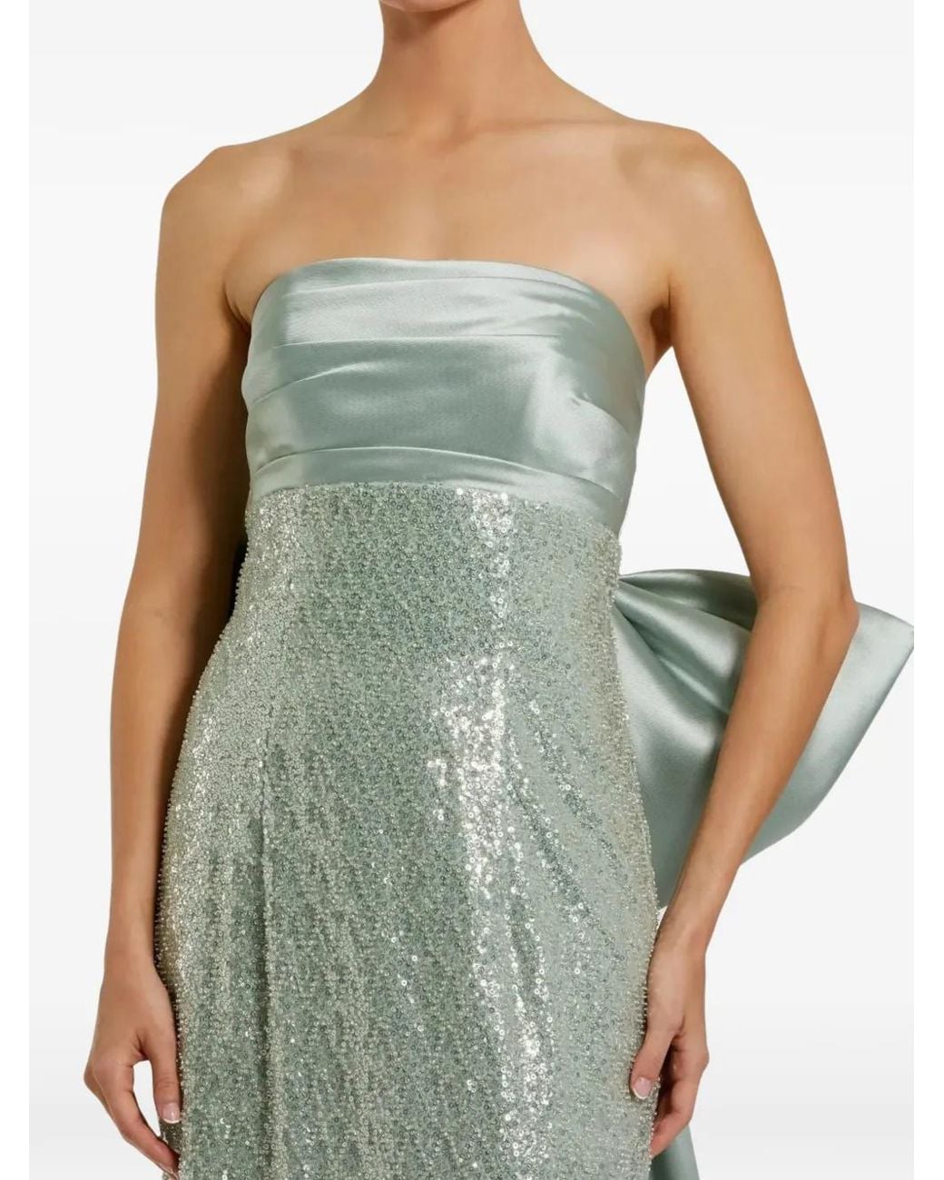 Mac Duggal Green Robe-Bustier À Détail De Nœud
