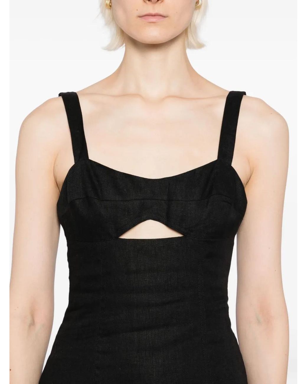 Reformation Black Belma Linen Dress