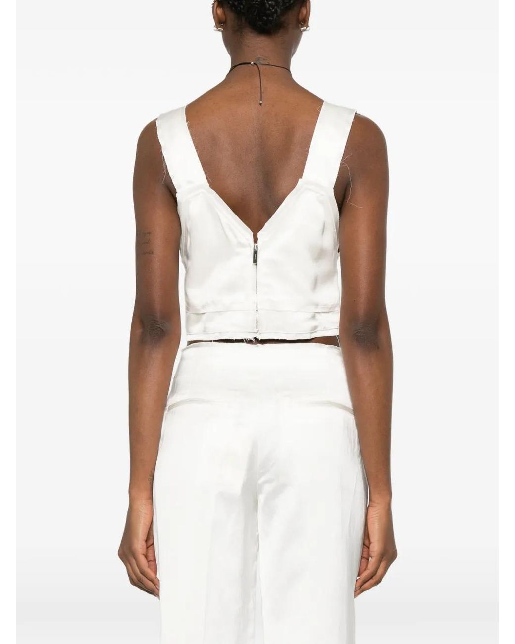 Totême White Cropped Satin Camisole