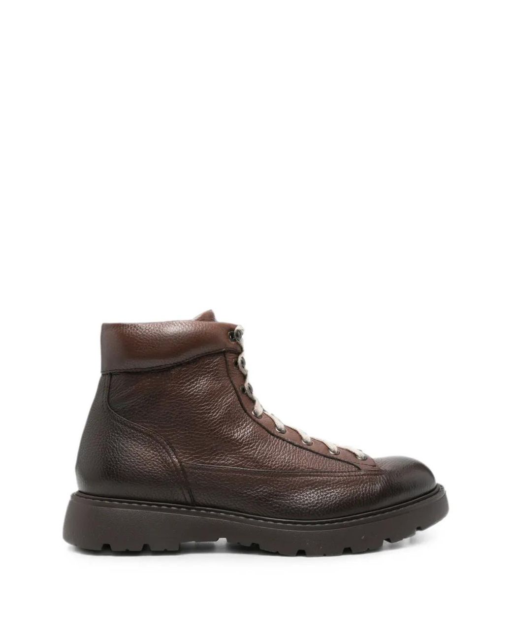 Doucal's Brown Side-Zip Lace-Up Ankle Boots for men