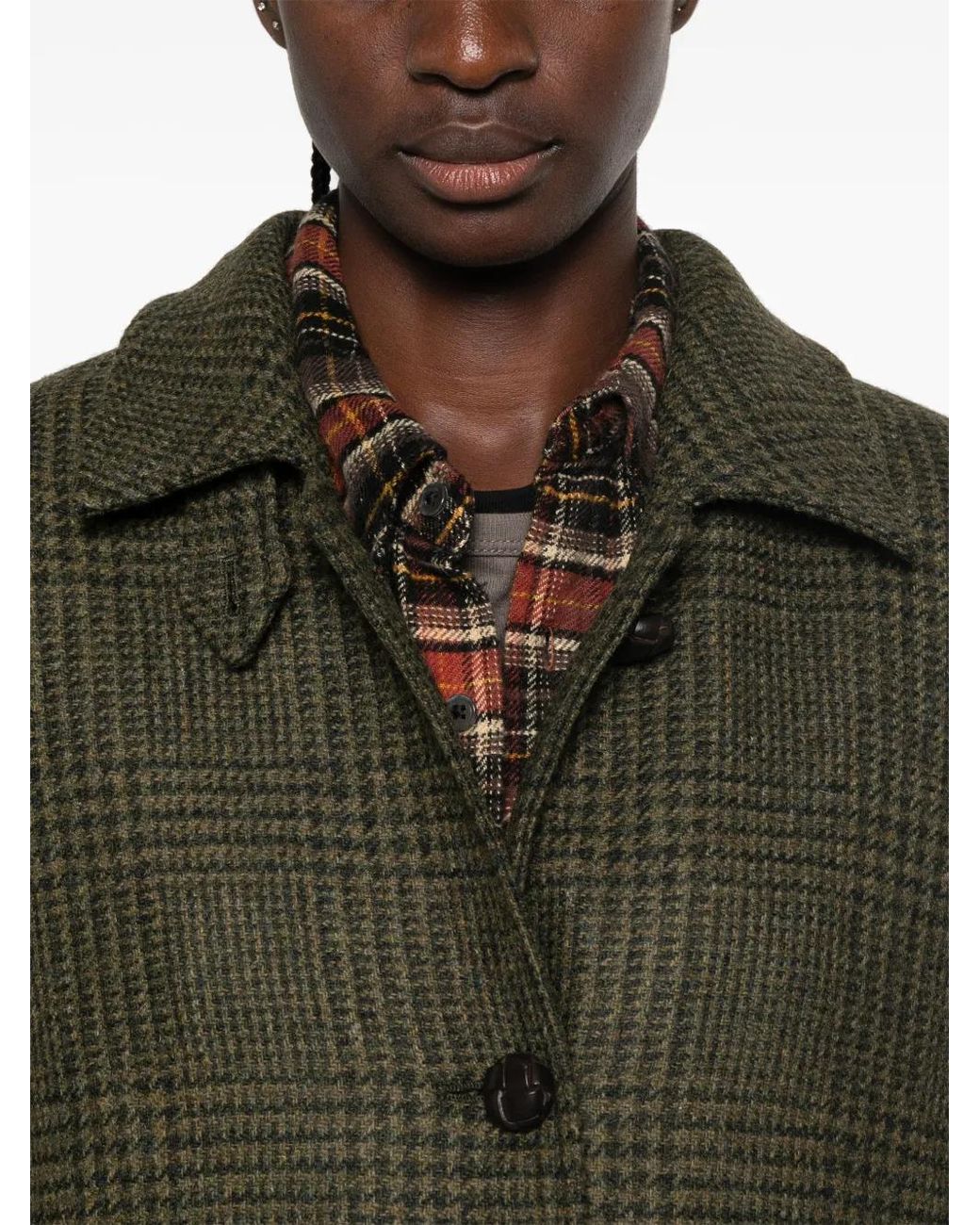 Schneiders Green Lena Prince Of Wales Check Coat