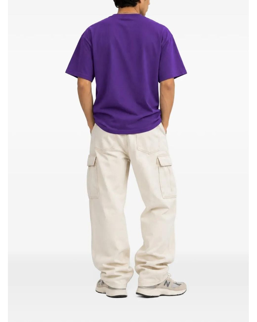 Pleasures Purple Logo-Print Cotton T-Shirt for men