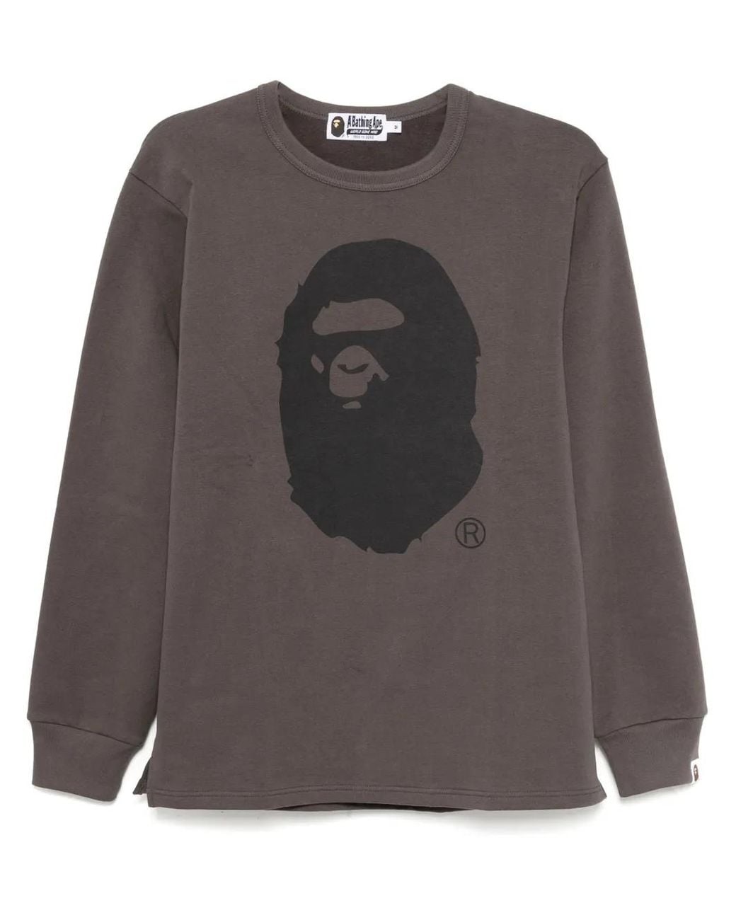 A Bathing Ape Gray Ape Head Brushed-Cotton Sweatshirt for men