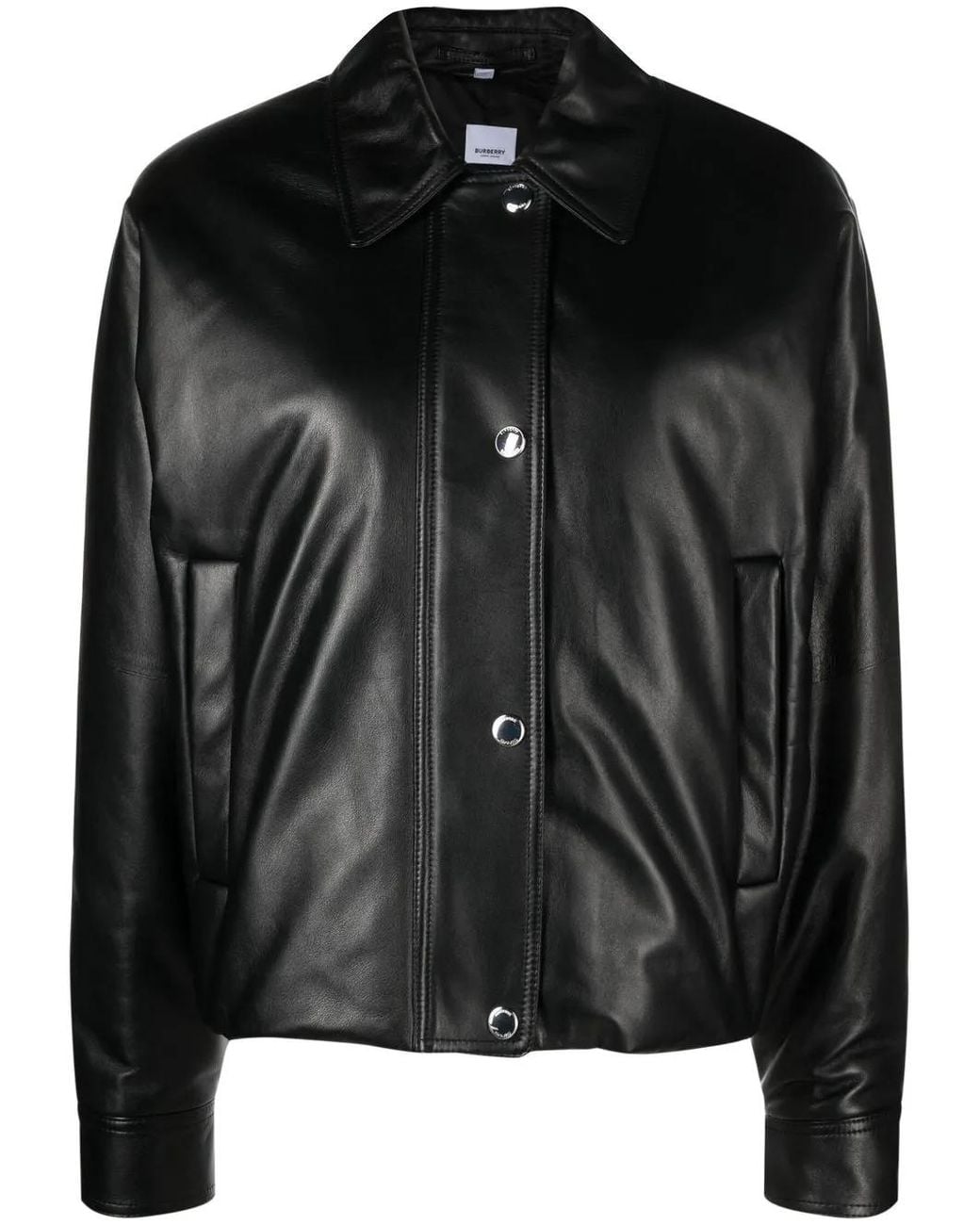 Burberry Black Embroidered Ekd Leather Jacket