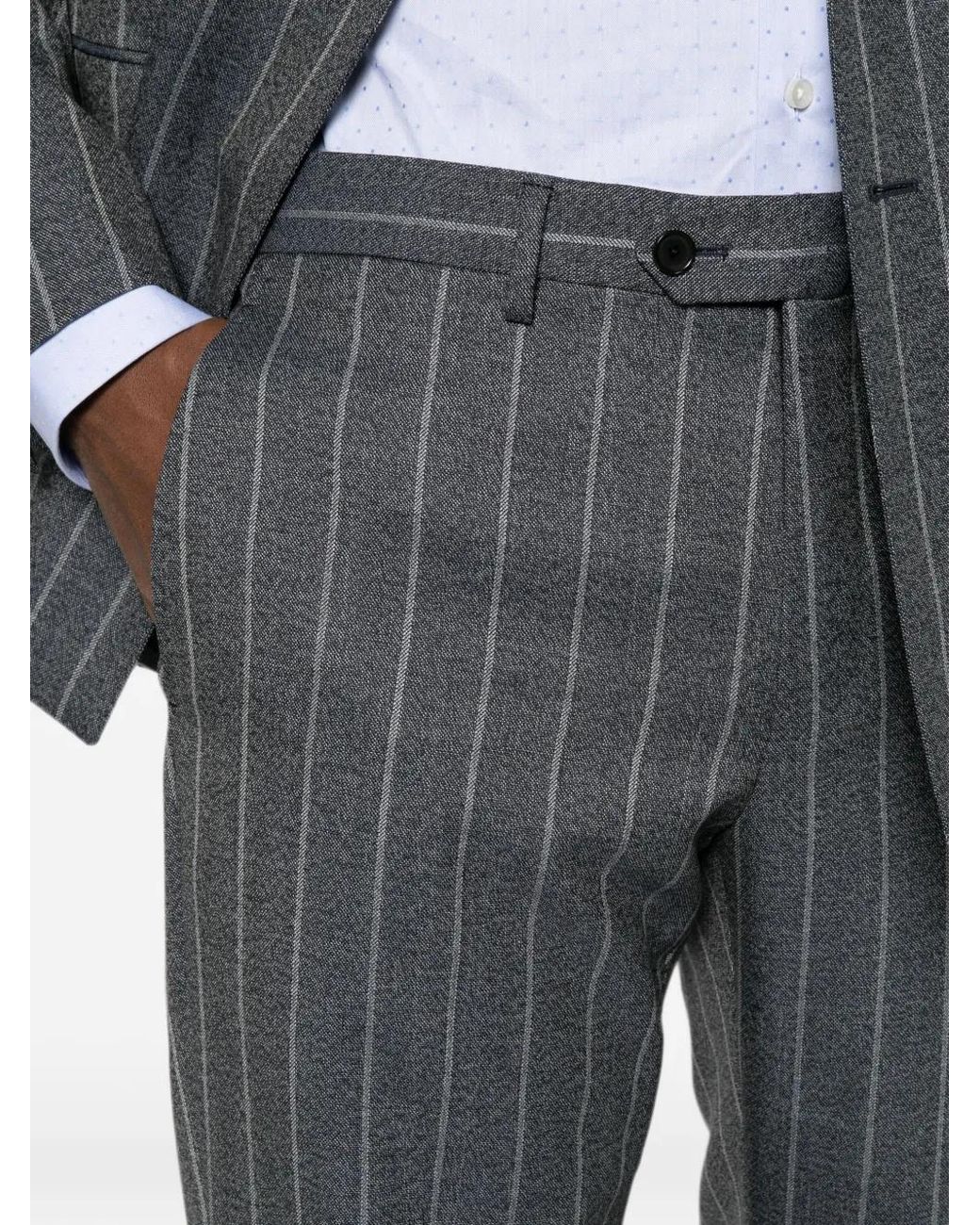 Caruso Gray Pinstriped Double-Breasted Suit for men