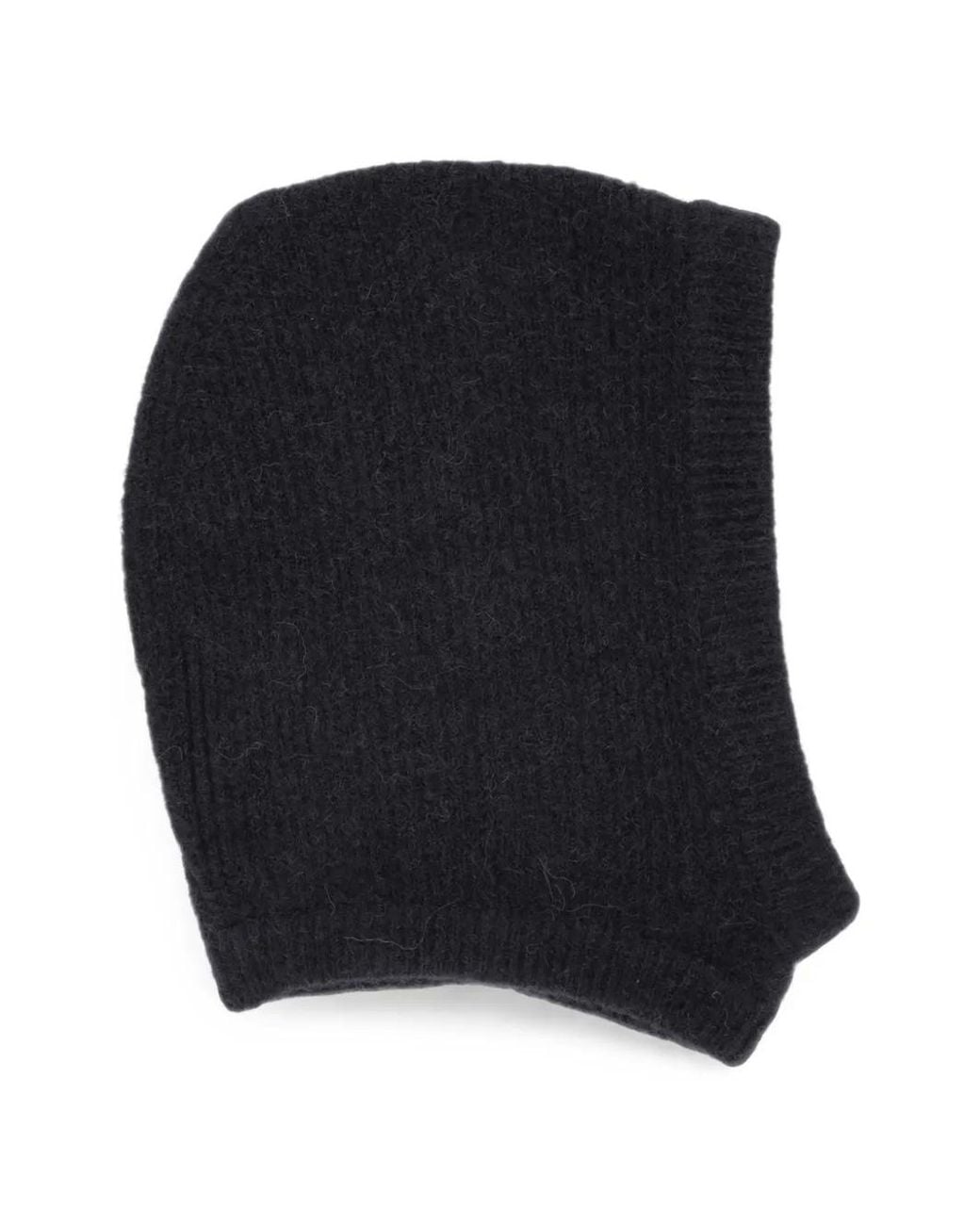 Rick Owens Black Knitted Balaclava Hat for men