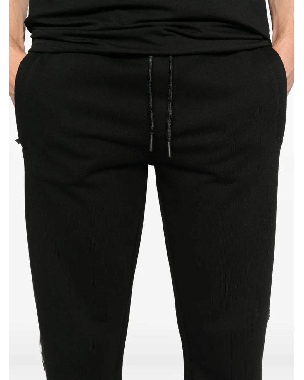 Karl Lagerfeld Black Stripe-Detail Track Pants for men