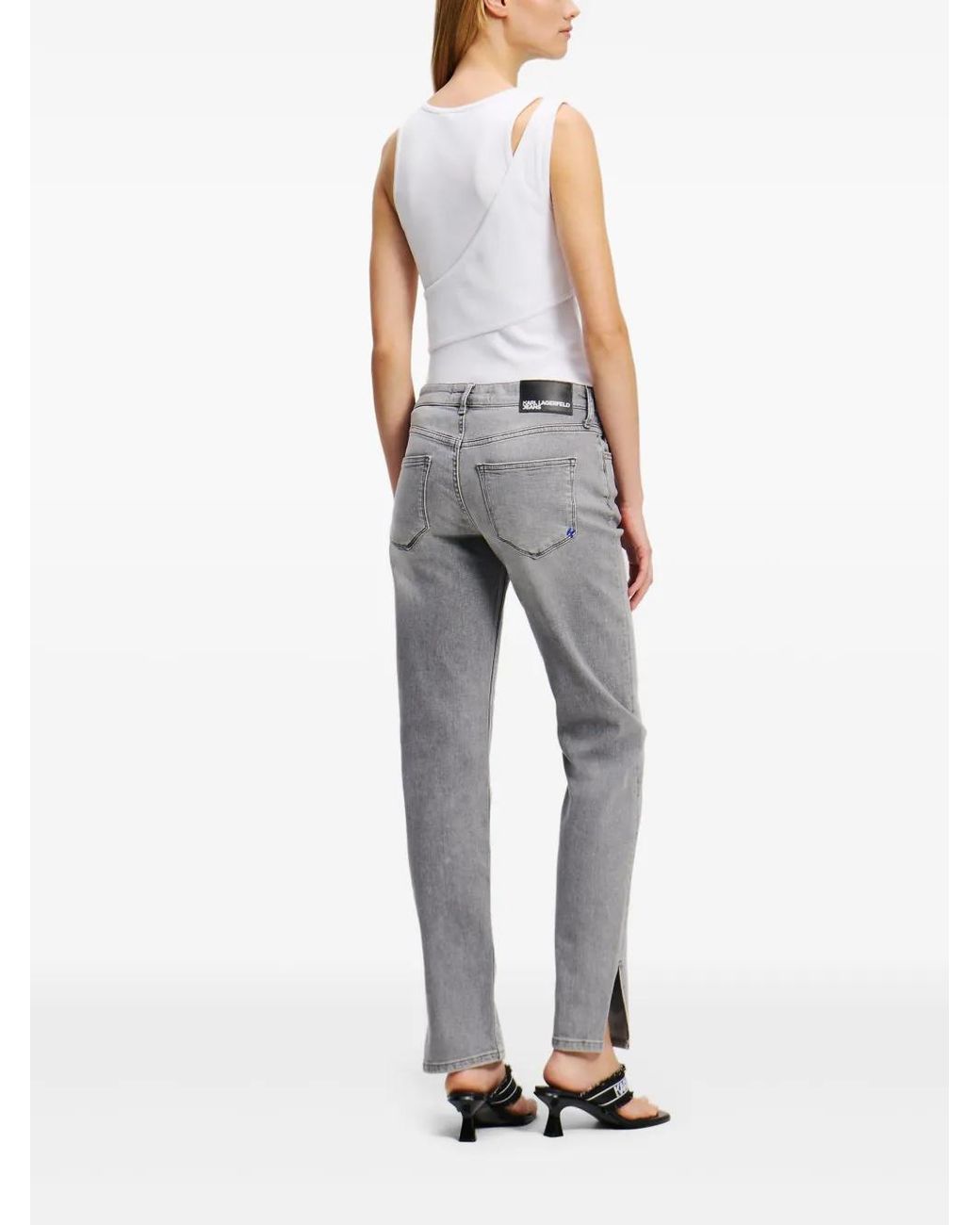 Karl Lagerfeld Gray Mid-Rise Slim-Cut Jeans
