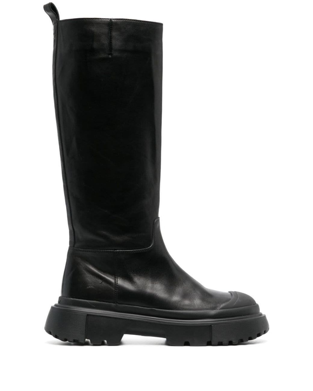 Hogan Stivale Leather Boots in Black | Lyst
