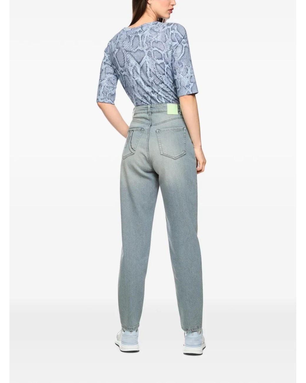 Marc Cain Blue Logo-Patch Belt-Loop Jeans