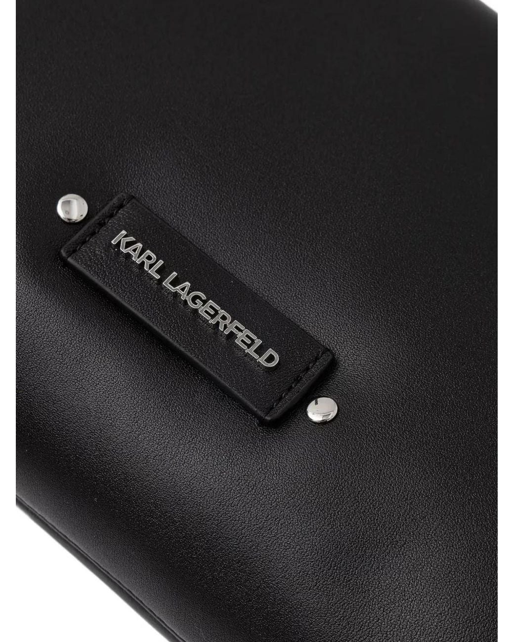 Karl Lagerfeld Black Logo-Plaque Eyelet-Embellished Shoulder Bag