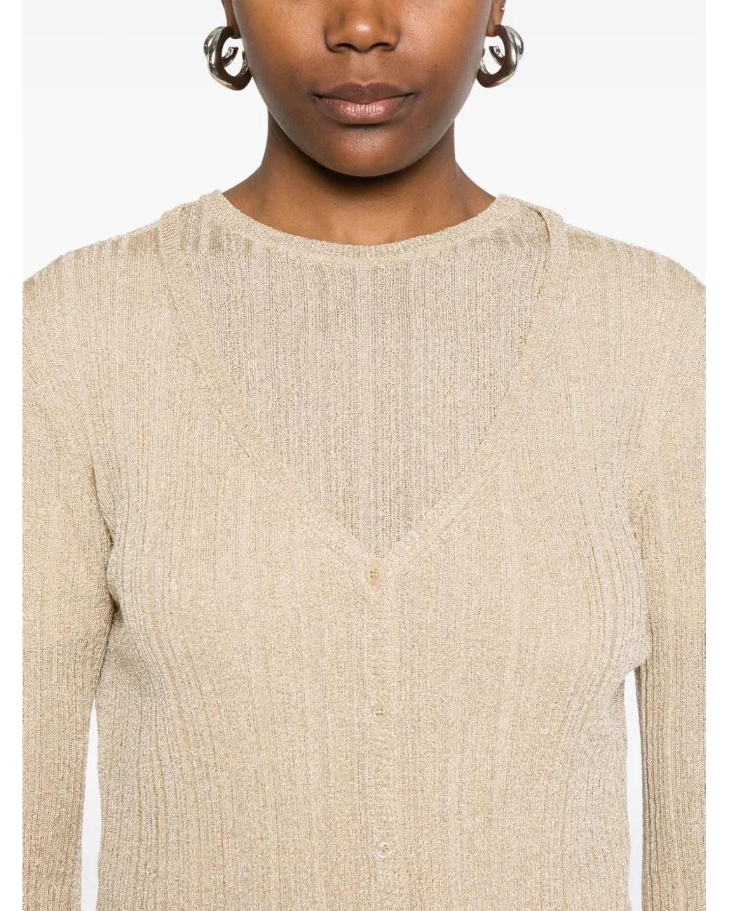Majestic Filatures Ribbed Cardigan in Natural | Lyst