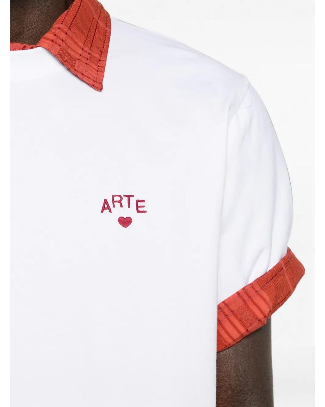 Arte' White Logo-Embroidered T-Shirt for men