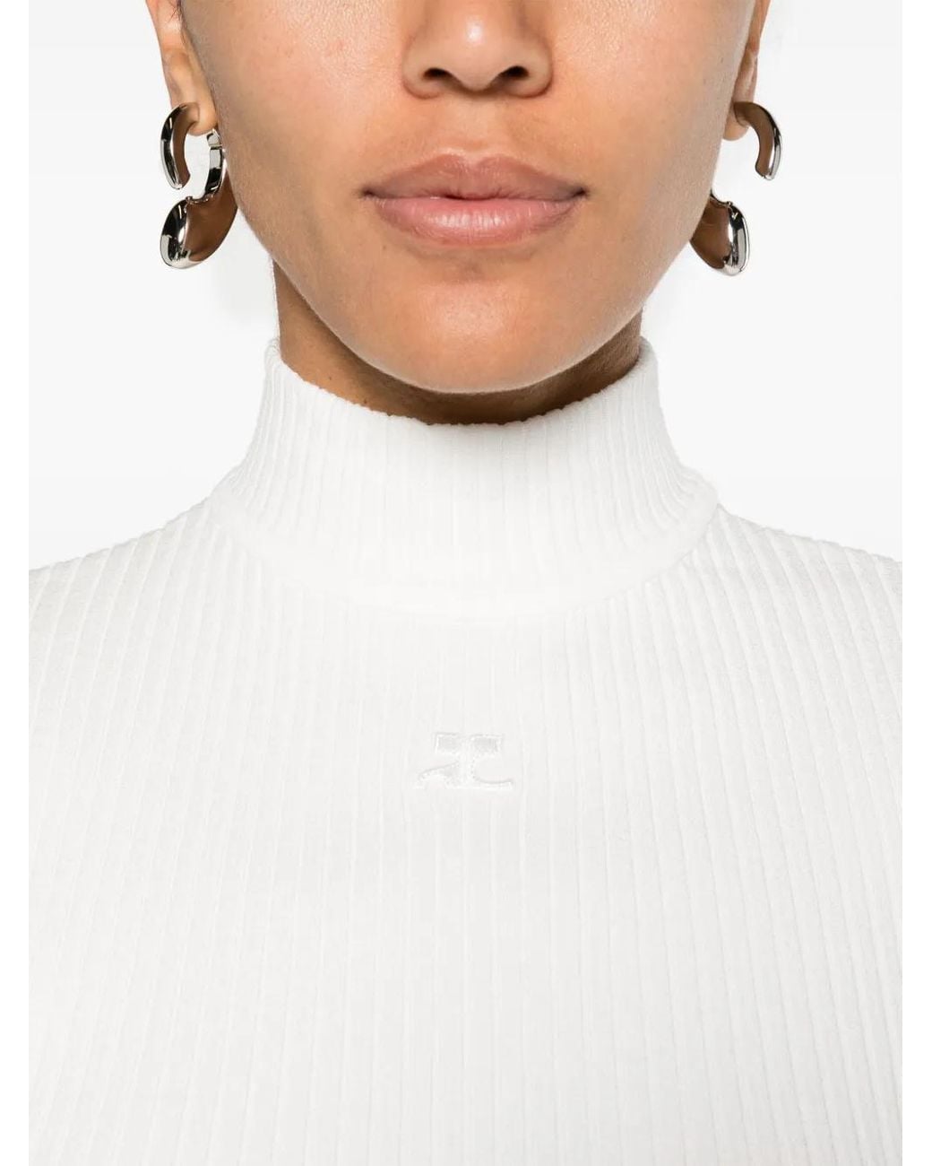 Courreges Top Met Col in het White