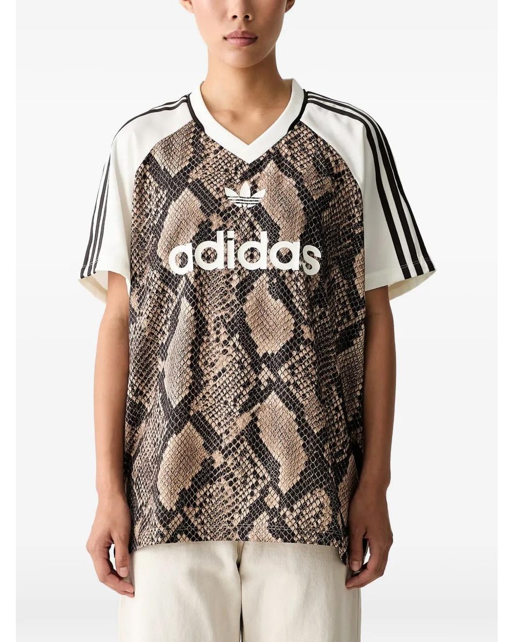 Adidas Brown Snakeskin-Print T-Shirt