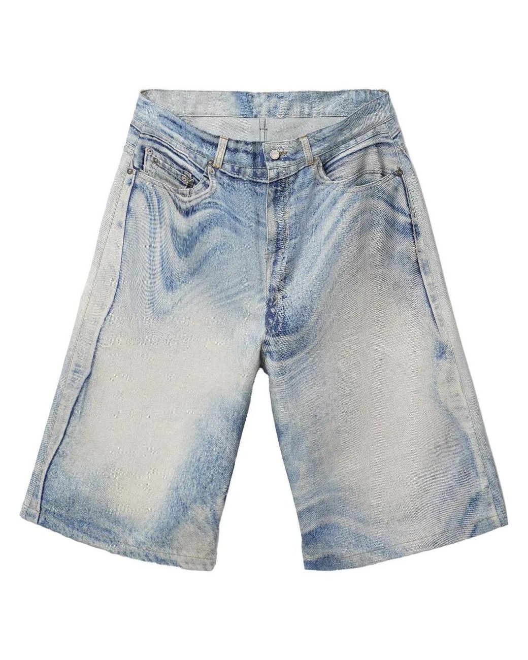 CAMPERLAB Blue Swirl-Print Denim Shorts