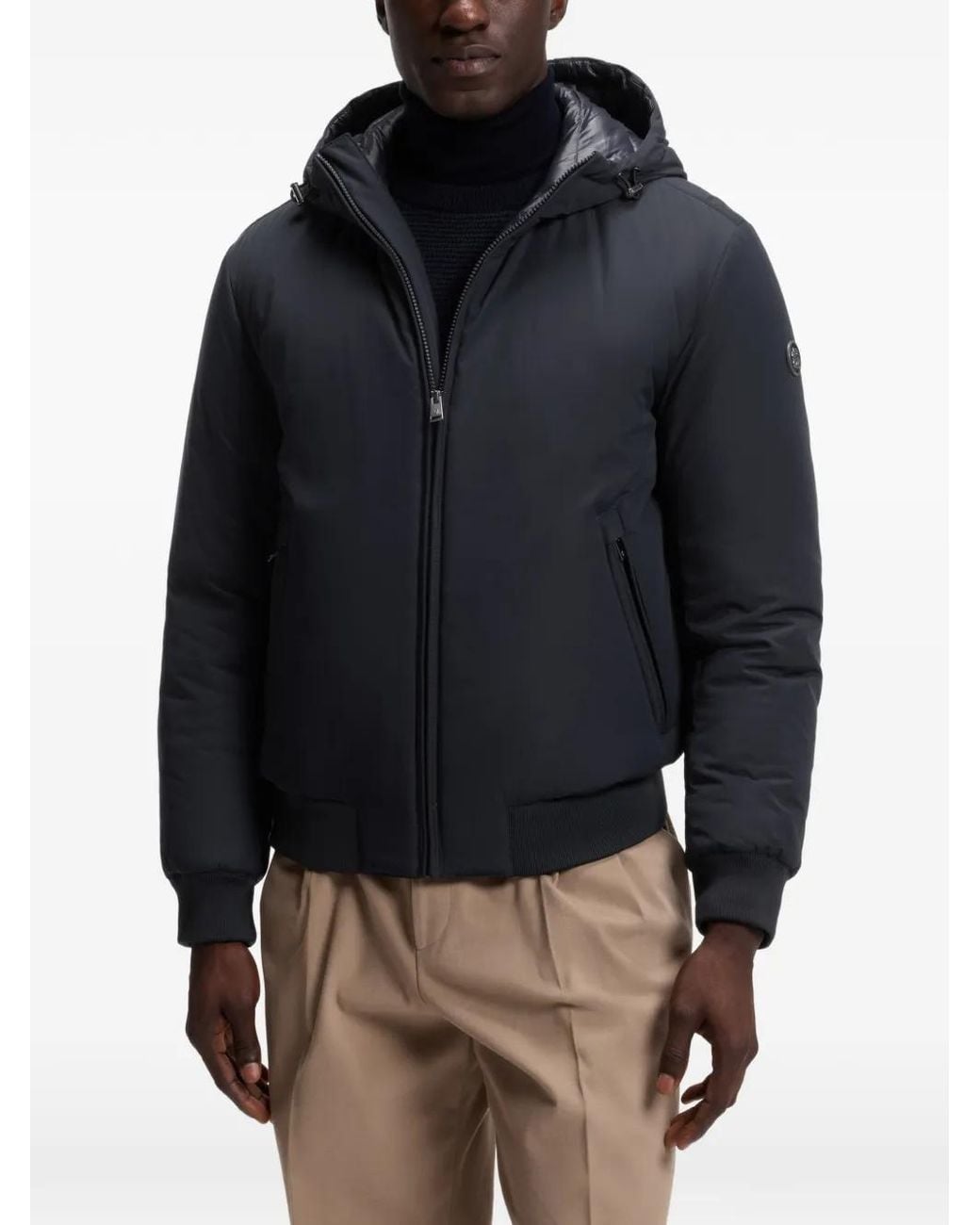 Boss Blue Water-Repellent Padded Jacket With Double B Monogram for men