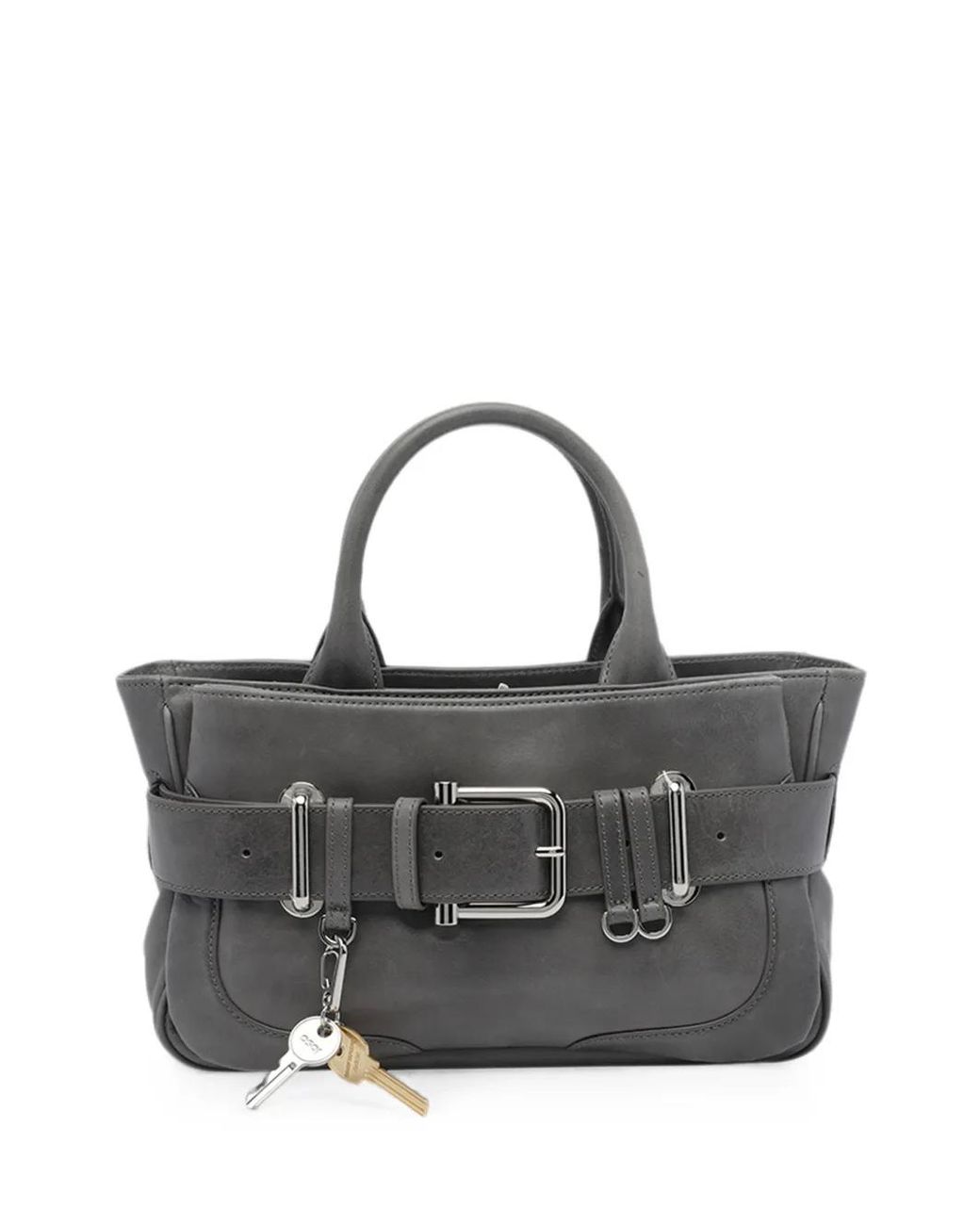 OSOI Black Mini Brocle Buckled Leather Tote Bag