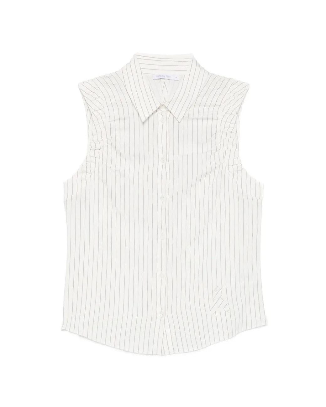 Patrizia Pepe White Chemise Sans Manches À Rayures