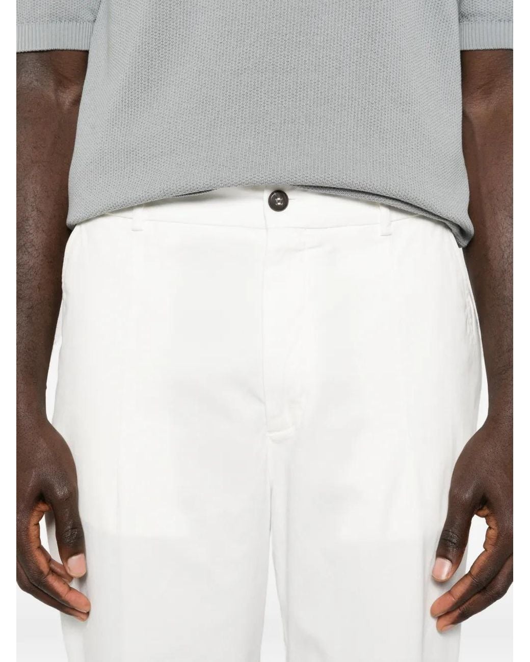 Eleventy White Elastic Waist Chino Trousers for men