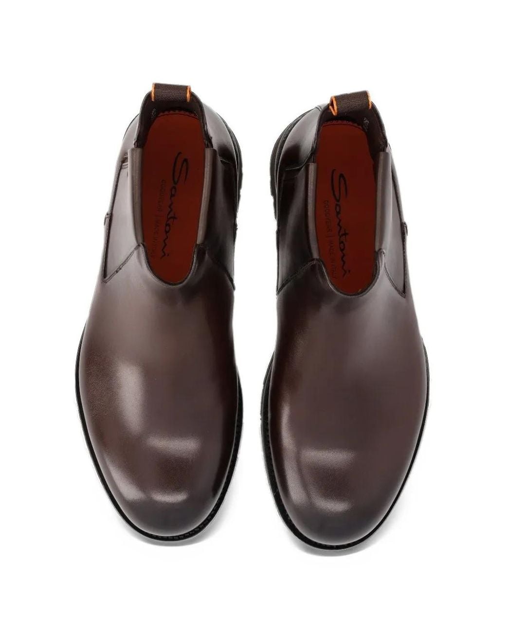 Santoni Brown Gio Leather Boots for men