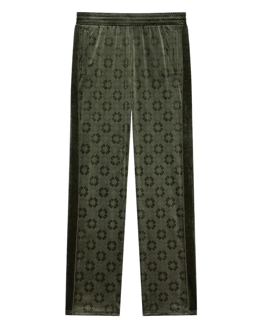 Givenchy Green 4G-Print Velvet Trousers for men