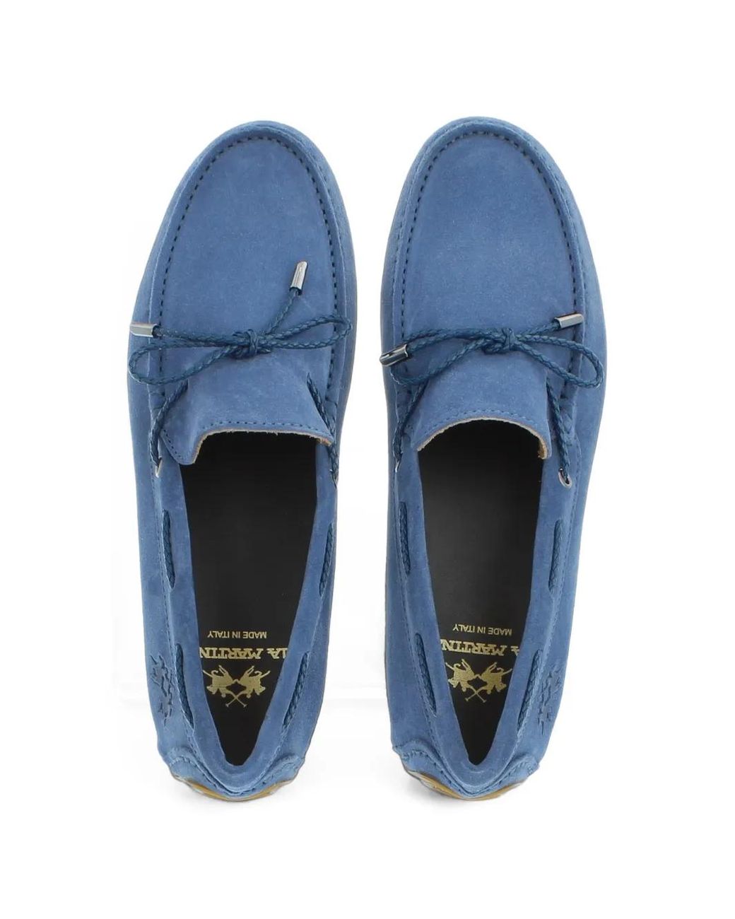 La Martina Blue Napoli Suede Loafers for men