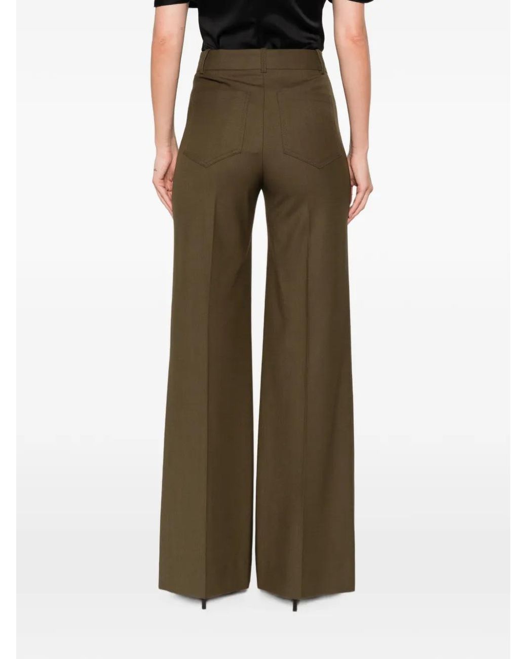 Victoria Beckham Gray Alina Wide-Leg Tailored Trousers