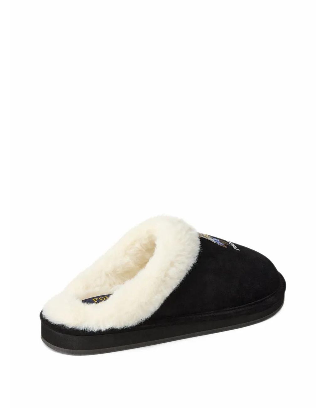 Polo Ralph Lauren Black Polo Bear Suede Slippers