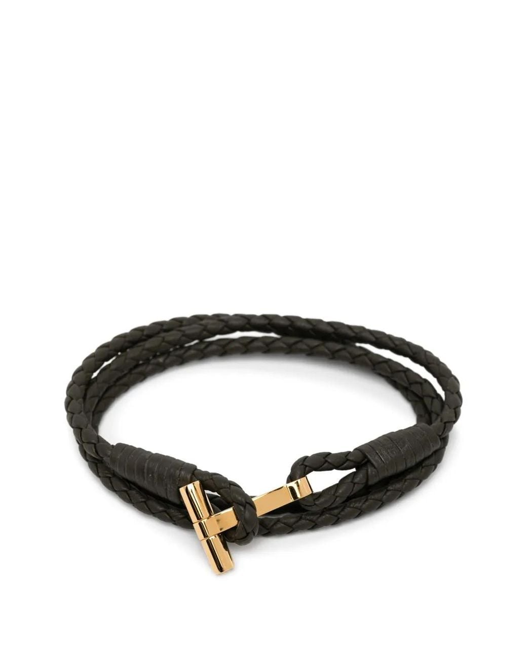 Tom Ford Black Braided T-Bar Bracelet for men