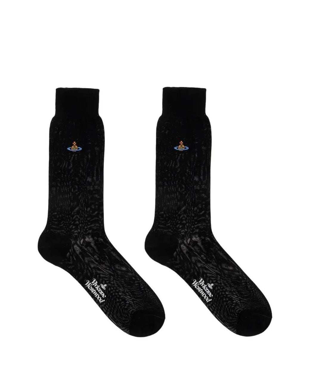Vivienne Westwood Black Orb-Embroidered Socks