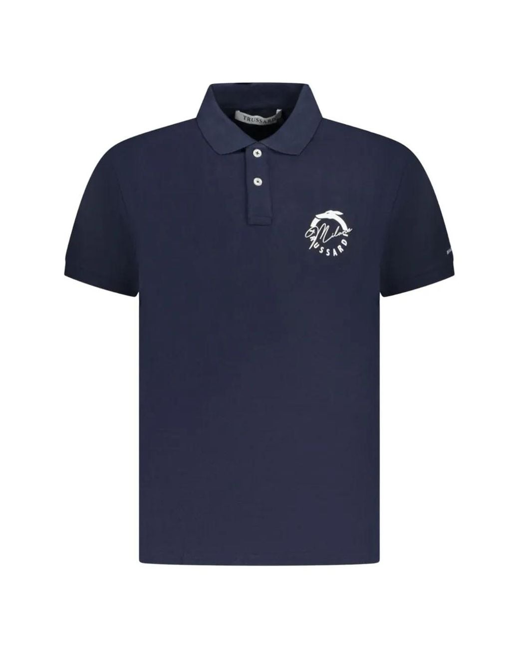 Trussardi Blue Polo En Coton À Logo Brodé for men