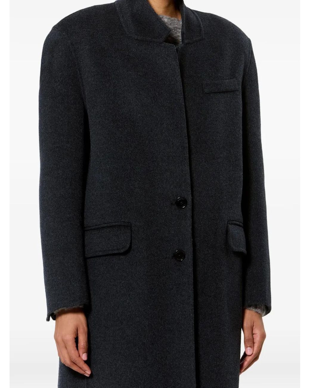 Isabel Marant Black Manteau Long Clesa En Laine Et Cachemire Double Face