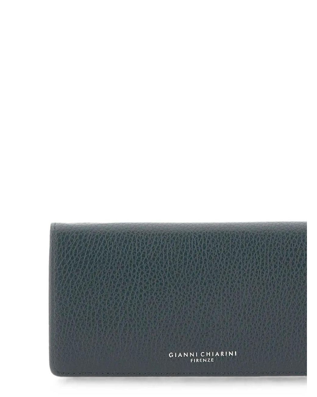 Gianni Chiarini Gray Grain Pebbled Leather Wallet