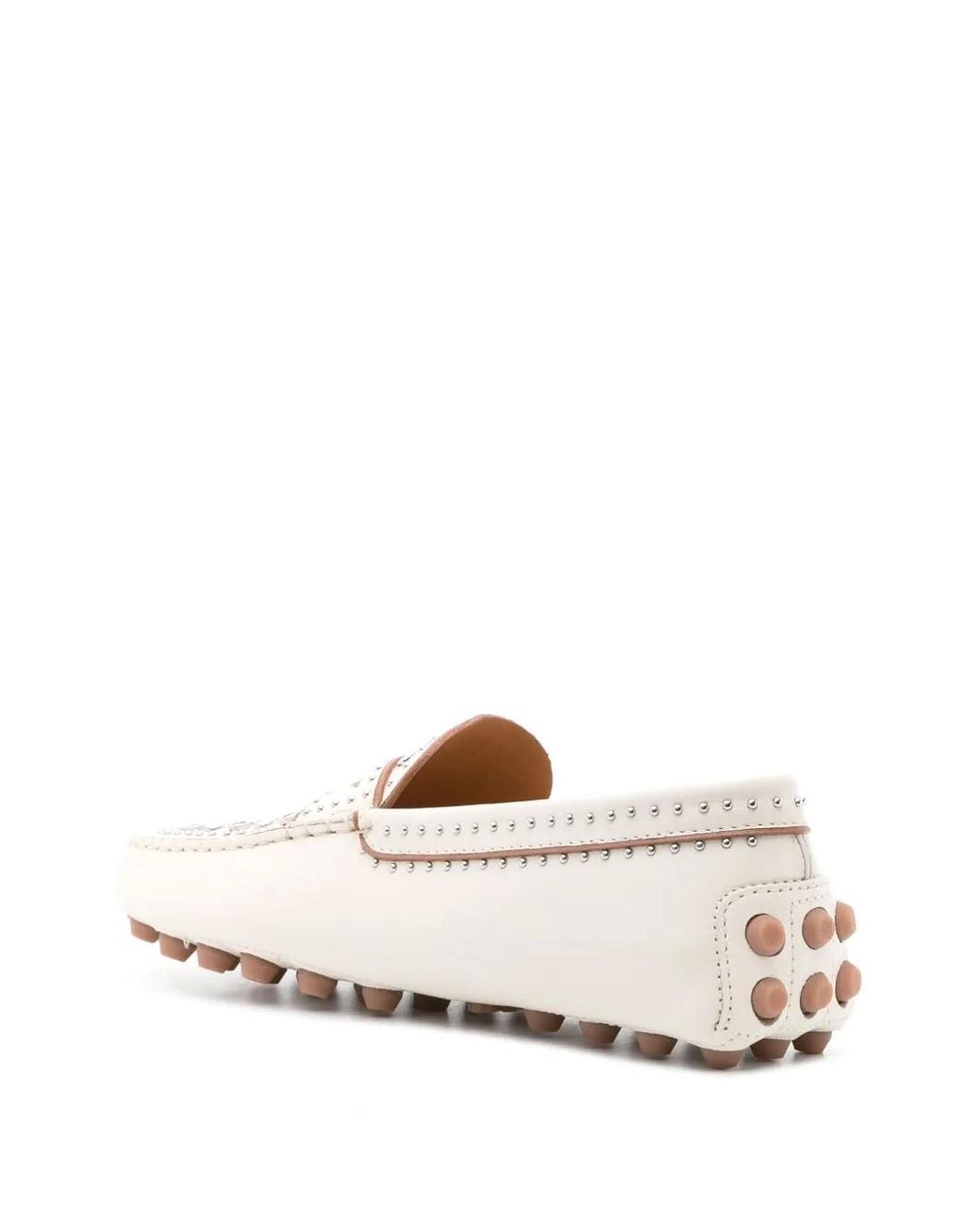 Tod's White Gommino Macro Studded Loafers