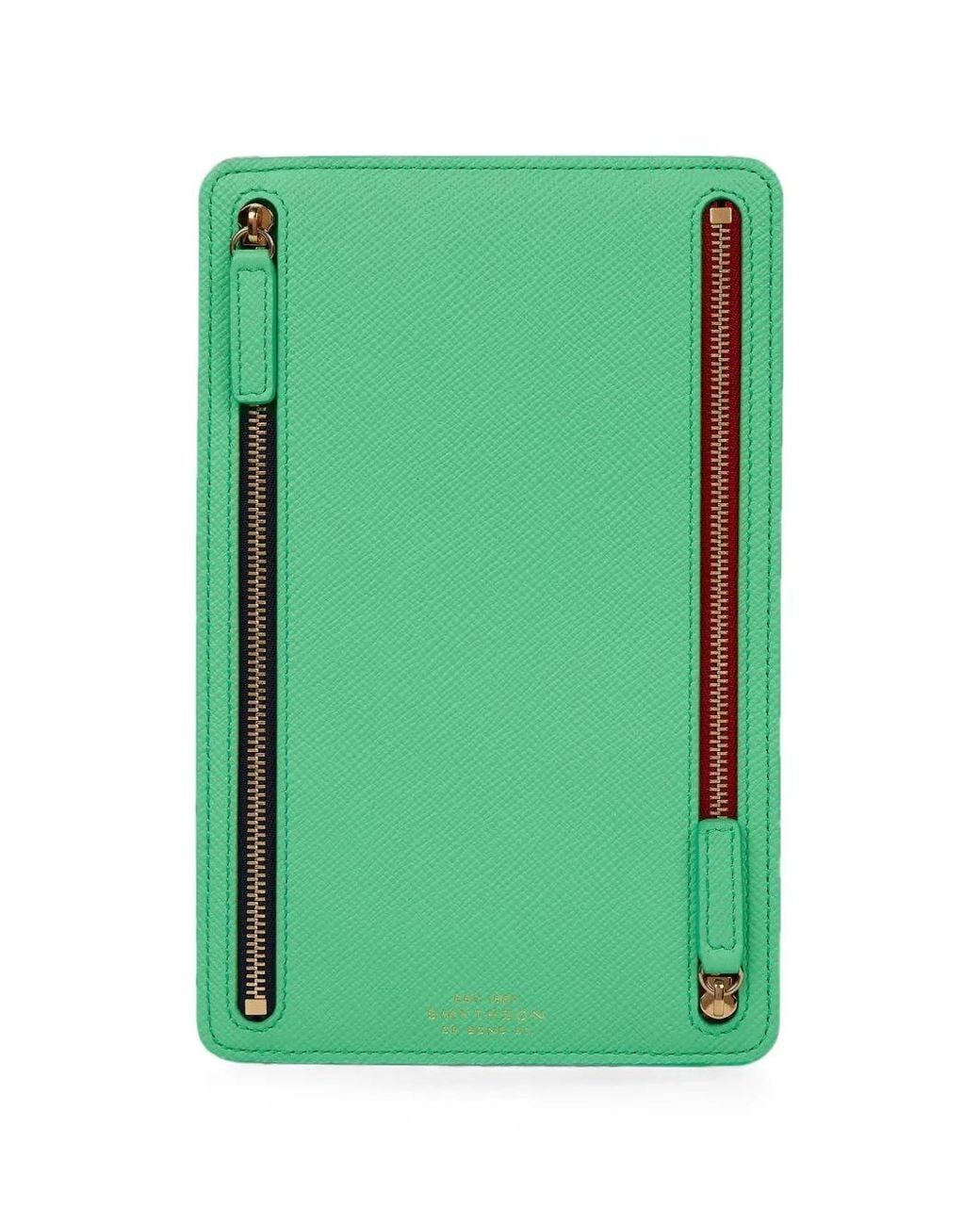 Smythson Green Panama Multi-Zip Case