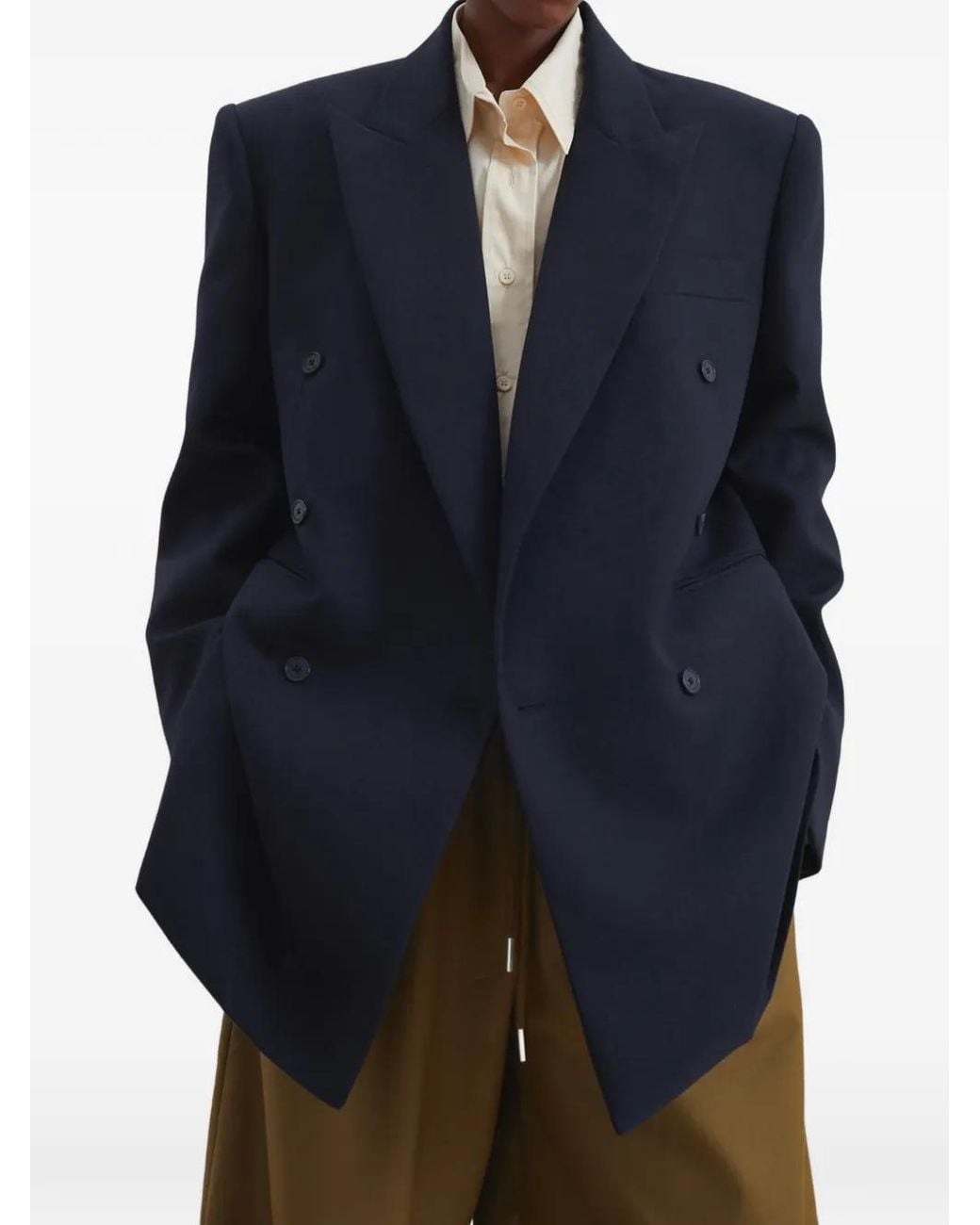 Frankie Shop Blue Double-Breasted Blazer