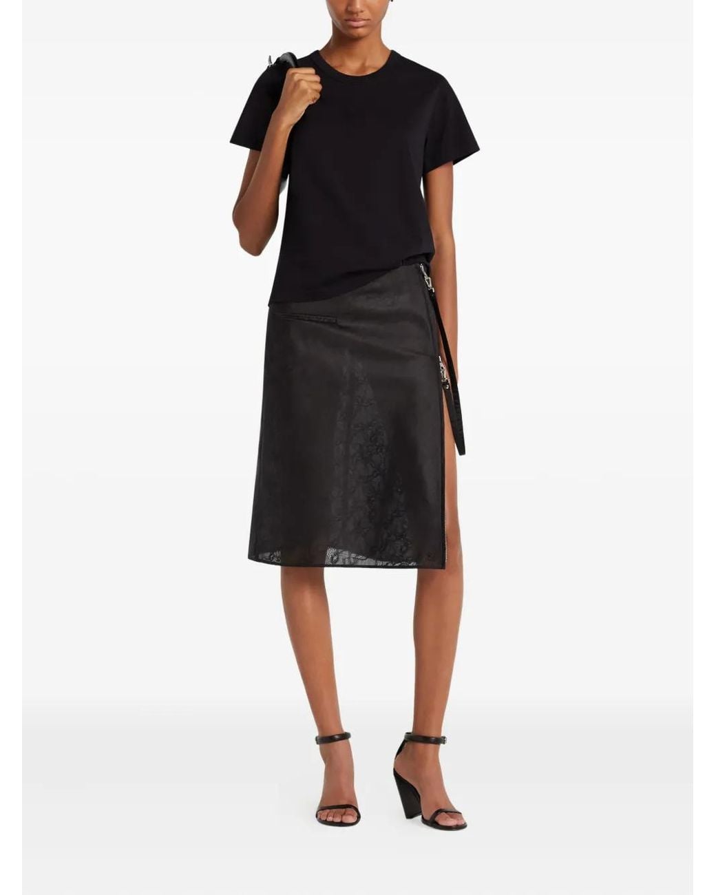 Courreges Black Embroidered Tee Clothing