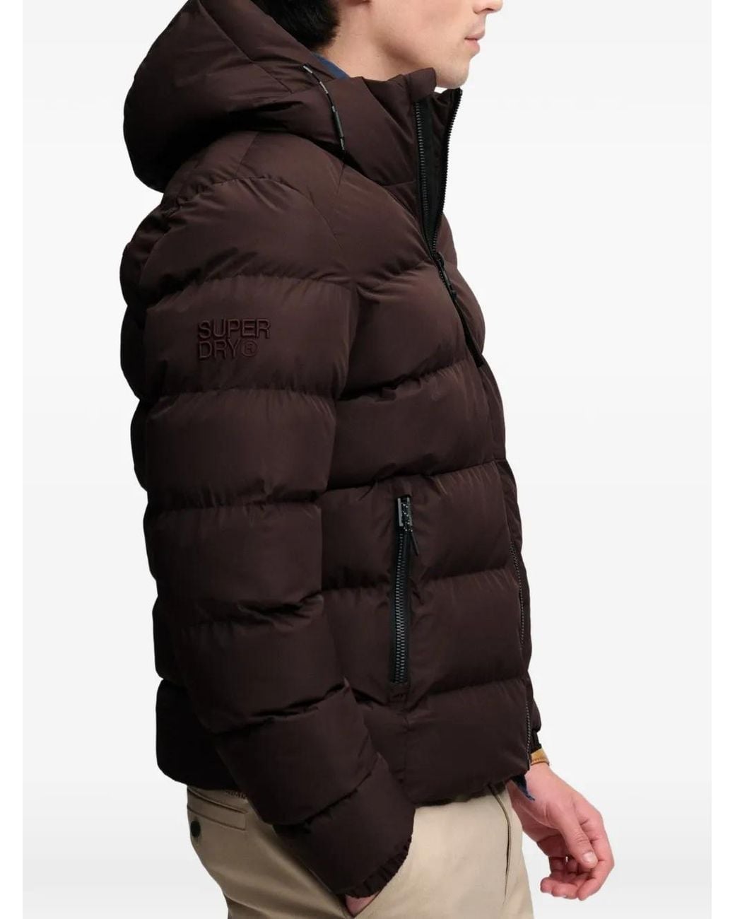 Superdry Black Hooded Puffer Jacket for men