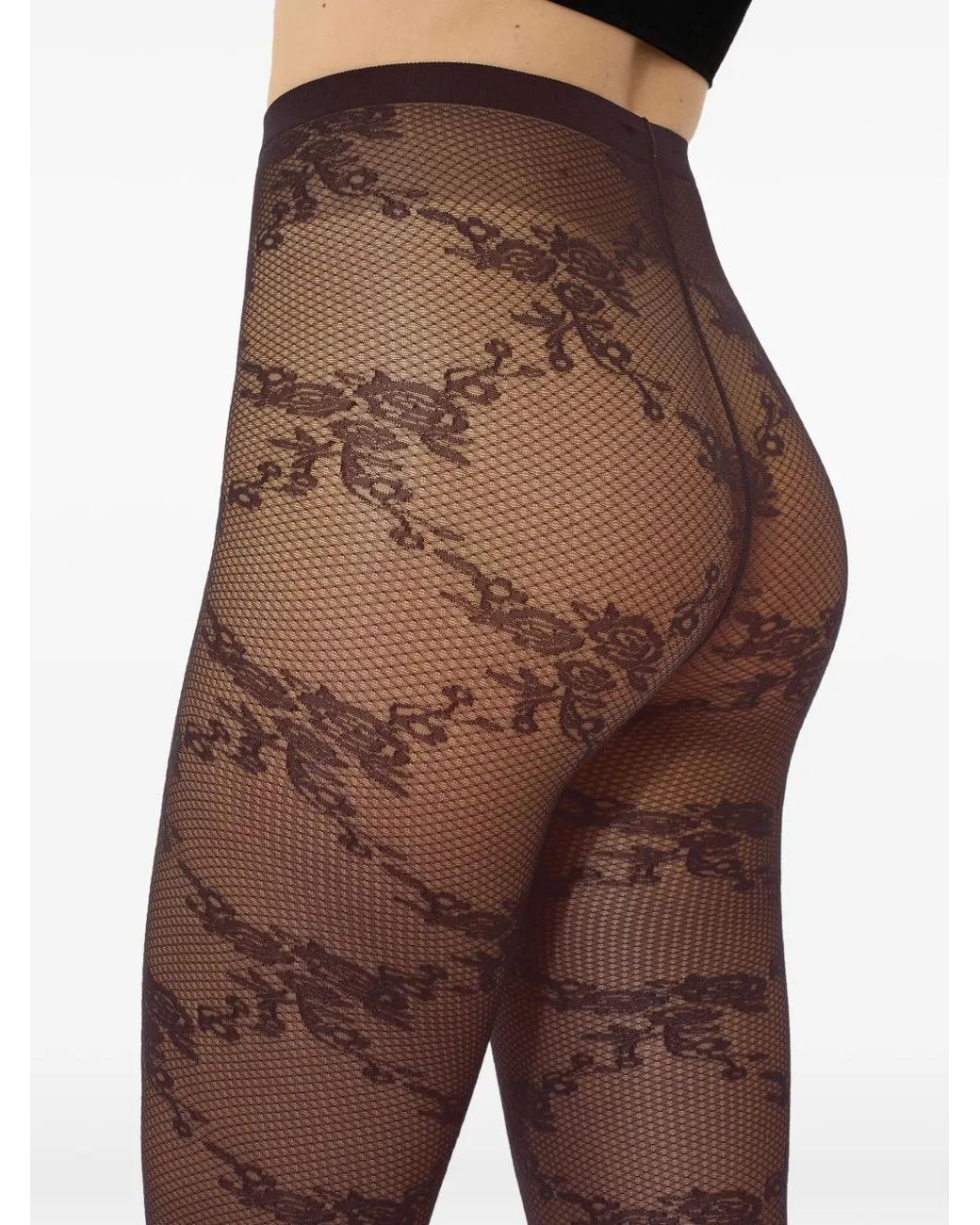 Wolford Natural Floral-Lace Net Tights