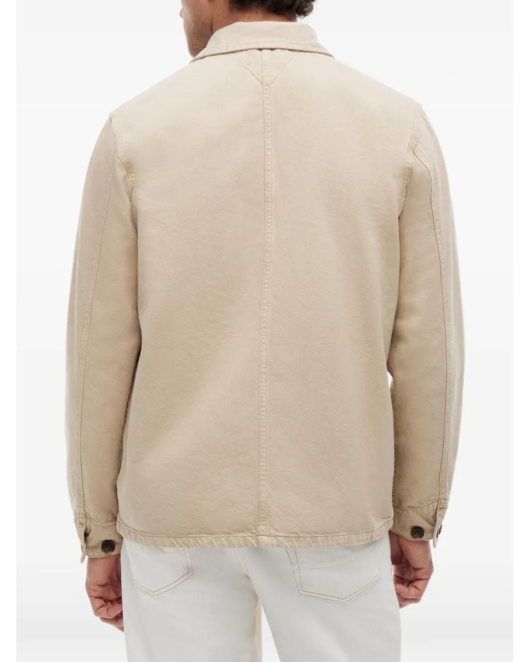 Tommy Hilfiger Flag Embroidered Denim Chore Jacket in Natural for Men ...