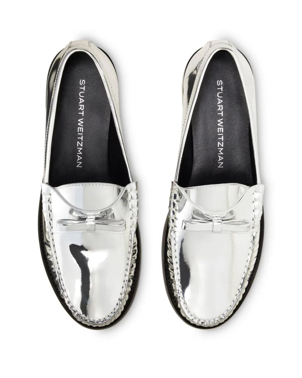 Stuart Weitzman White Lottie Bow Loafer