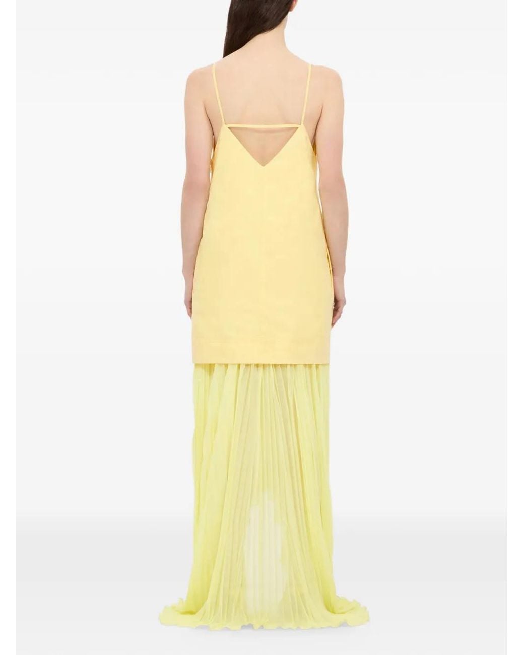 Robe Longue Plissée À Détails De Clous MSGM en coloris Yellow